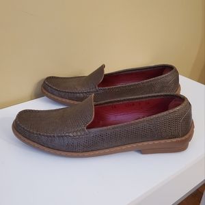 Salvatore Ferragamo Brown Textured Loafers